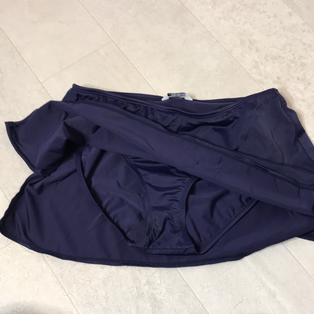 Liz Claiborne Swim Skirt Sz M Blue Skort Navy - Picture 6 of 7